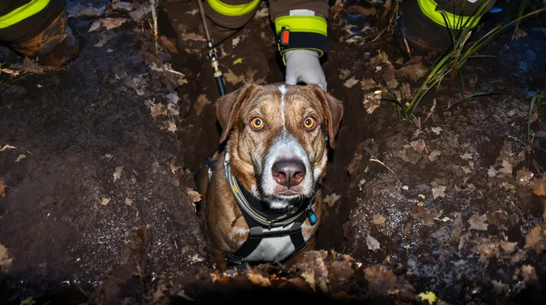 Coincée dans un terrier de blaireau lors d’une battue, une chienne de chasse sauvée après intervention
