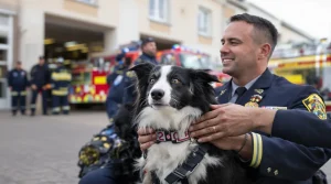 Lors d’une cérémonie traditionnelle, ce chien pompier reçoit une distinction rare en Lot-et-Garonne