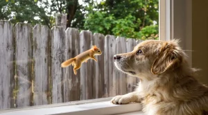 Relâché dans la forêt par ses maîtres, cet écureuil revient chaque matin jouer avec son amie canine